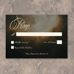 Gothic Dark Full Moon Arch Wedding RSVP Card