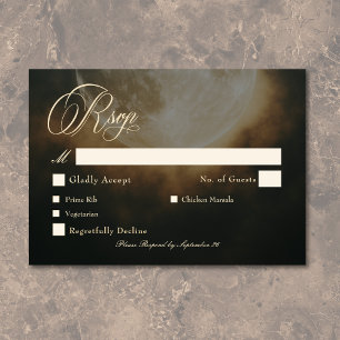 Gothic Dark Full Moon Arch Wedding RSVP Card