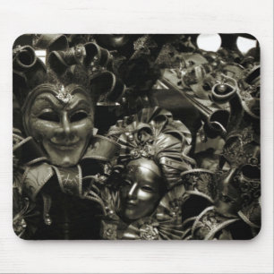 Gothic Dark Masquerade Masks Black and White Mouse Mat