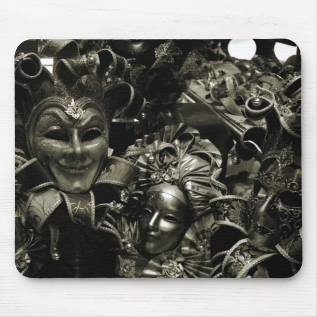 Gothic Dark Masquerade Masks Black and White Mouse Mat (Front)