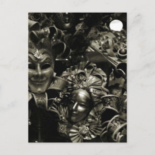 Gothic Dark Masquerade Masks Black and White Postcard