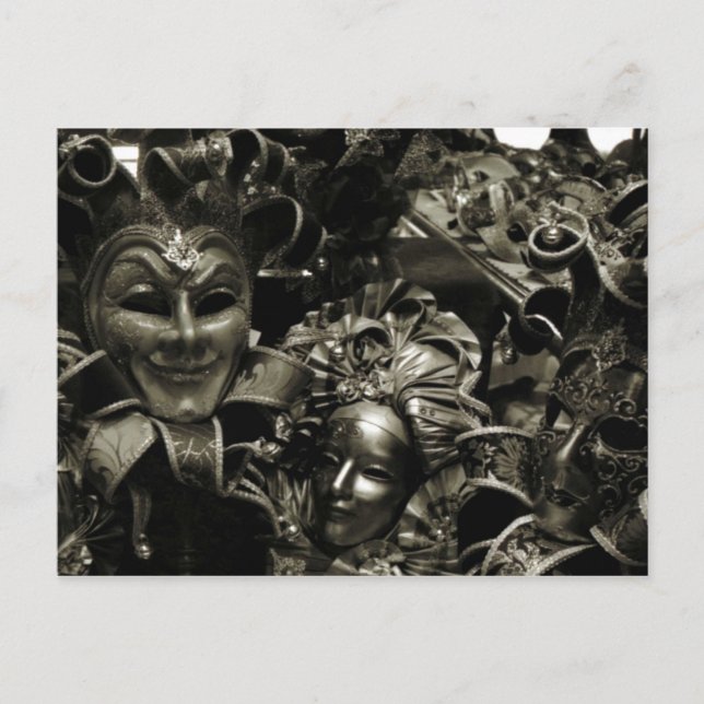 Gothic Dark Masquerade Masks Black Postcard (Front)
