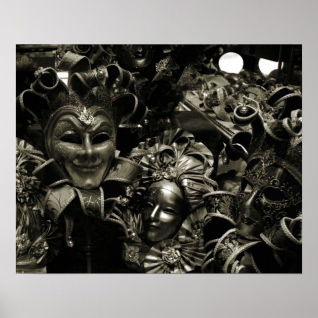 Gothic Dark Masquerade Masks Black Poster (Front)