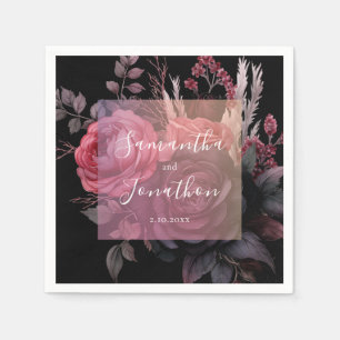 Gothic Dark Moody Floral Rose Wedding Napkin