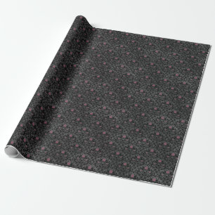 gothic dark occult goth floral pattern wrapping paper