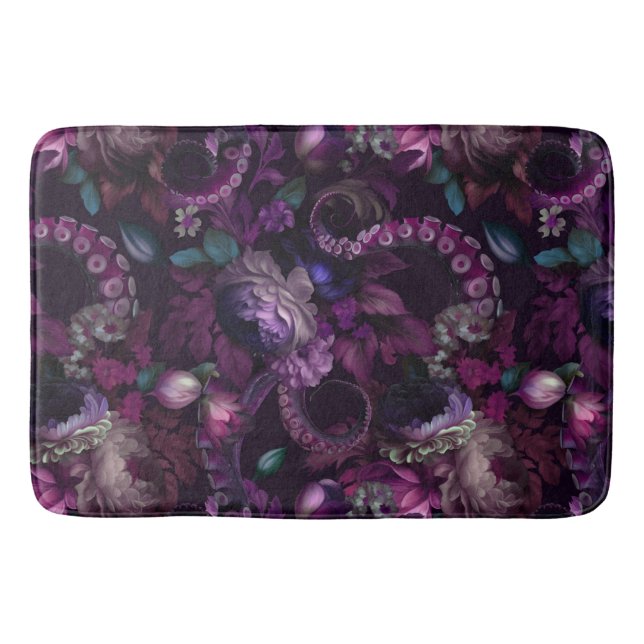 Gothic Dark Pink Tentacle With Flowers Bath Mat (Front)