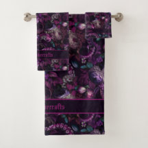 Gothic Dark Pink Tentacle With Flowers Bath Towel