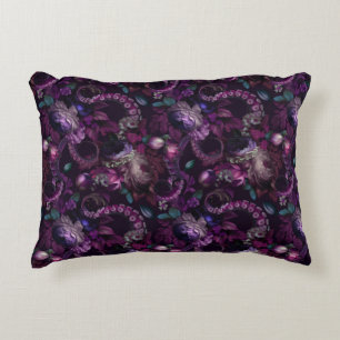 Gothic Dark Pink Tentacle With Flowers Decorative Cushion