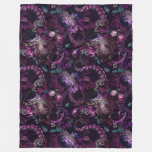 Gothic Dark Pink Tentacle With Flowers  Fleece Blanket