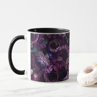 Gothic Dark Pink Tentacle With Flowers Mug