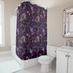 Gothic Dark Pink Tentacle With Flowers Shower Curtain