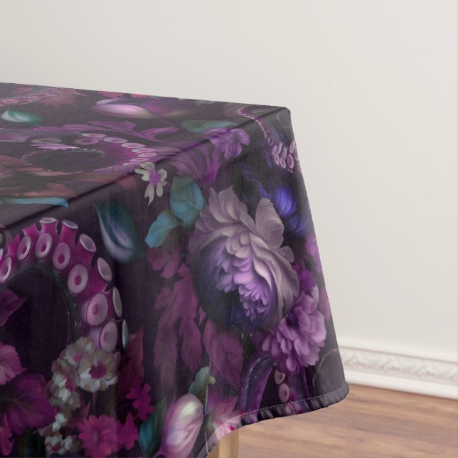 Gothic Dark Pink Tentacle With Flowers Tablecloth (In Situ)