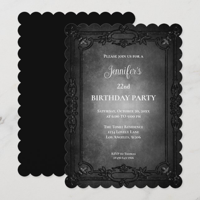 Gothic Dark Purple Birthday Invitation (Front/Back)