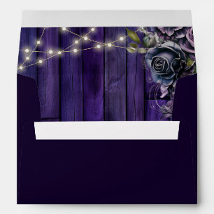 Gothic Dark Purple Moody Florals Wedding Envelope
