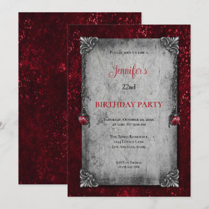 Gothic Dark Red Birthday invitation