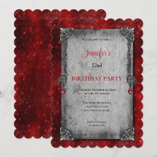 Gothic Dark Red Birthday invitation