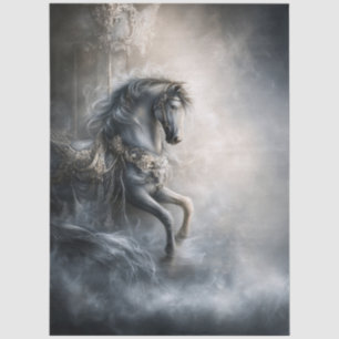 Gothic, Dark Romance Carousel Horse for Decoupage Tissue Paper