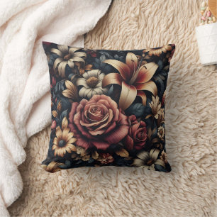 Gothic Dark Romance Floral Pattern Cushion