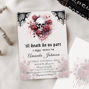 Gothic Dark Rose Skull Halloween Bridal Shower Invitation