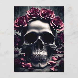 Gothic Dark Rose & Skull Poster