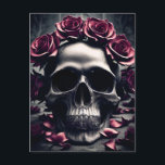 Gothic Dark Rose & Skull Poster Postcard<br><div class="desc">A dark and gothic painting of a human skull surrounded by pale gothic roses and petals,  featuring a creepy desaturated gothic atmosphere and otherworldly atmosphere,  this postcard is perfect for lovers of dark gothic skulls and dark romantic gothic flowers and roses.</div>