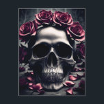Gothic Dark Rose & Skull Poster Postcard<br><div class="desc">A dark and gothic painting of a human skull surrounded by pale gothic roses and petals, featuring a creepy desaturated gothic atmosphere and otherworldly atmosphere, this postcard is perfect for lovers of dark gothic skulls and dark romantic gothic flowers and roses.</div>