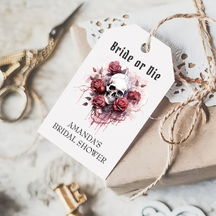 Gothic Dark Roses Skull Bridal Shower Gift Tags