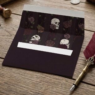 Gothic Dark Skull and Rose Return Address Envelope