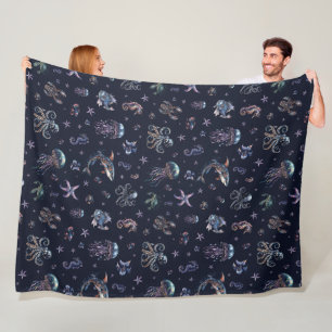 Gothic Dark Underwater World Fleece Blanket