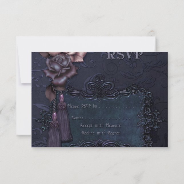 Gothic Dark Wedding RSVP card (Front)