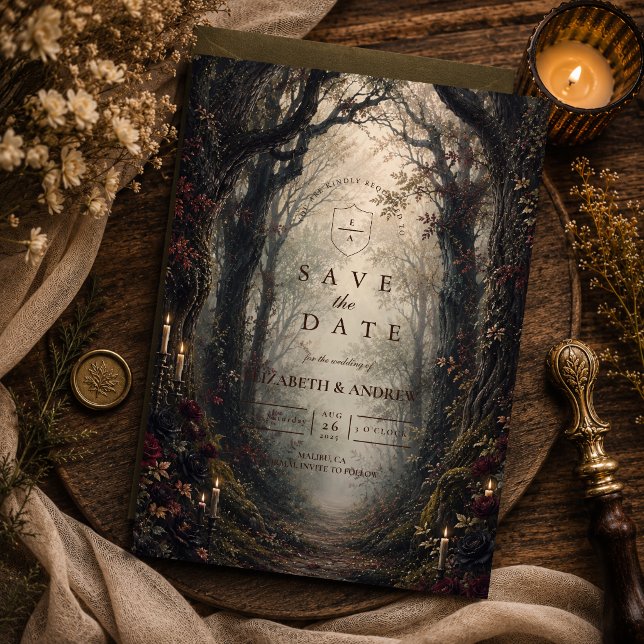 Gothic Dark Woodland Wedding Save The Date (Creator Uploaded)