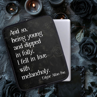 Gothic Dead Rose and Poe Quote Laptop Sleeve