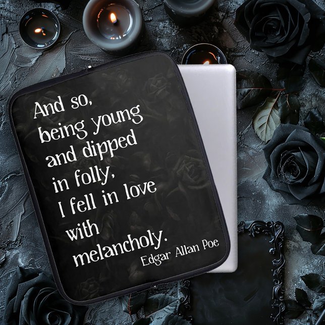 Gothic Dead Rose and Poe Quote Laptop Sleeve (Creator Uploaded)