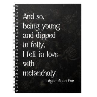 Gothic Dead Rose and Poe Quote Notebook