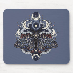 Gothic Death Moth and Moon Phases Mouse Mat