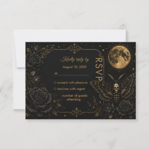 Gothic Death Moth Wedding Dark Romance RSVP Card
