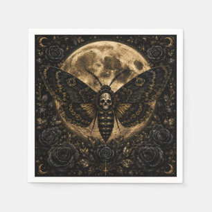 Gothic Death Moth Wedding Paper Napkins