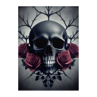 Gothic Death Skull and Roses Floral Sigil
