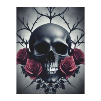 Gothic Death Skull and Roses Floral Sigil