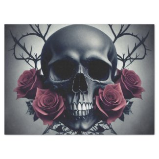 Gothic Death Skull and Roses Floral Sigil