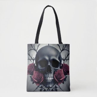Gothic Death Skull and Roses Floral Sigil