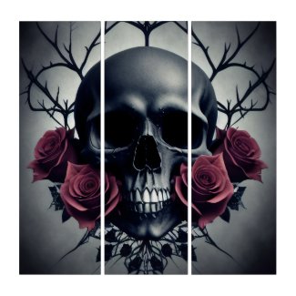 Gothic Death Skull and Roses Floral Sigil
