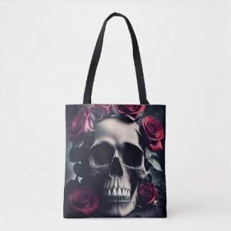 Gothic Death Skull and Roses