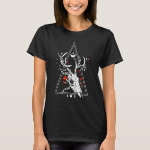 Gothic Deer Skull Moon Phase Witch Occult T-Shirt