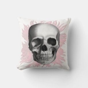 Gothic design red and white with realistic skull cushion