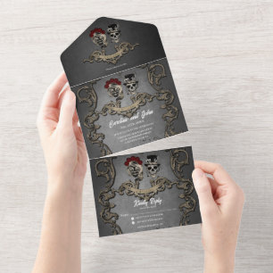 Gothic design with cool skulls f all in one invitation