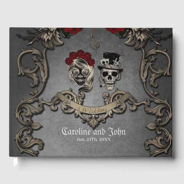Gothic design with cool skulls  guest book (Front)