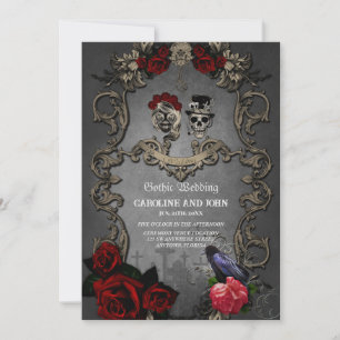 Gothic design with cool skulls  invitation