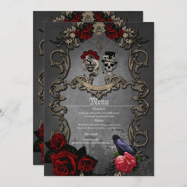 Gothic design with cool skulls  menu (Front/Back)