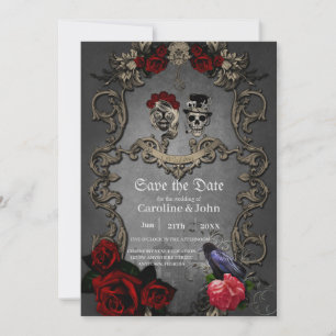 Gothic design with cool skulls  save the date
